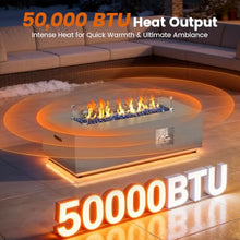42" Rectangular Outdoor Propane Fire Pit Table with LED for Outside Patio