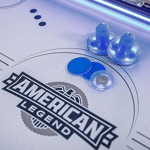 American Legend 72" Austin Air Hockey Table LED Rails Modern Walnut Finish Electronic Scoring Grey