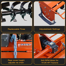 3 Point Rotary Tiller Attachment, Fits Cat 1 Tractors