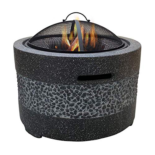 Fire Pit with BBQ Grill Shelf, Firepit Garden Patio Heater/BBQ/Ice Pit Fashionable and Artistic Magnesium Oxide Base Used for Outdoor Garden Barbecue Camping
