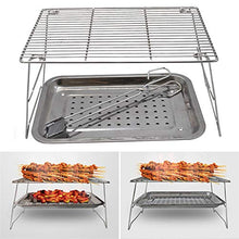 3 Pieces Barbecue Grill Stainless Steel Accessories Kitchen Tools Picnic Portable Foldable Household Accessories for Outdoor Use