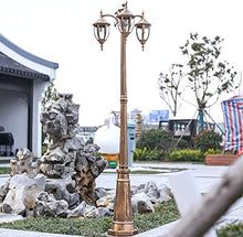 Lamp Post Lights Outdoor,250cm 3-Head Garden Path Pillar Lamp Aluminum Pillar Post Light Glass Lantern Courtyard Bollard Path Lamp IP65 Waterproof Post Light Pillar Lamp