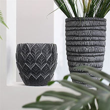 Flower Pot Garden Creative Corrugated Plant Pots Round Concrete Planter,Large Planter Pots Containers with Drainage Holes for Patio, Balcony, Backyard, Living Room House Plants, Succulents, Flowers (