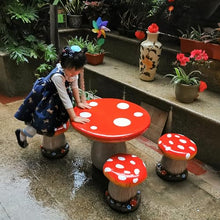 AUQMTAIN Mushroom Statue Table Stool, Resin Creative Landscape Sculpture Decoration, Yard Lawn Pond Ornament (Mushroom Table Set)