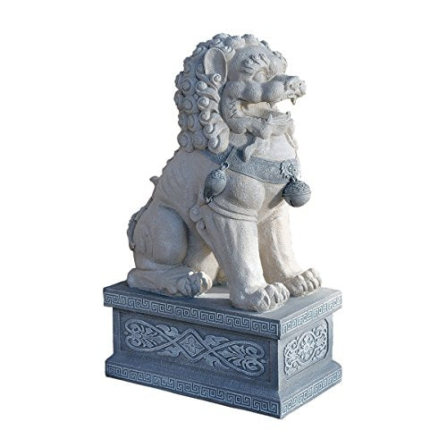 Design Toscano Giant Foo Dog of the Forbidden City Asian Garden Statue, 30 Inch, Resin, Two Tone Stone Finish