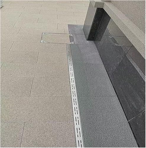 uhyOHF 304 Stainless Steel Trench Drain Kit, Narrow Linear Channel Drain Grate Cover, Rectangular Shower Drain, Outdoor Sidewalk Bath Floor Drainage Kit 100x15x10cm,(Wxlxh)-100x15x10cm