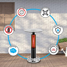 SereneLife Infrared Patio Heater, Electric Patio Heater for Indoor/Outdoor Use, Portable Table Heater with Remote Control, 1500 W, for Restaurant, Patio, Backyard, Garage, Decks (Off Black)