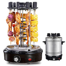 Dntum Electric BBQ Machine, Vertical Grill Stainless Steel Barbecue, 360° Automatic Rotating Rotisserie Grill Smoke Free Timer with 9 Steel Sticks