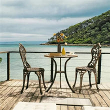 DUYHBAWRS 3 Piece Patio Bistro Table Set Bronze Camping Sedentary Outdoor Dining Furniture