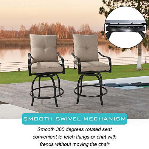 PATIO TREE Outdoor Counter Height Bar Stools Set of 4 with Polyester Cushions Black