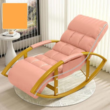 OREKPOT Rocking Chair and Footstool Set, Oversized Recliner with Height-Adjustable Backrest and Footrest for Living Room and Outdoor Use，Pink Golden Legs