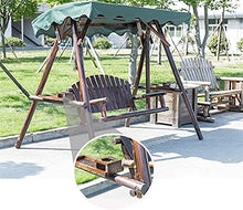 HAOKAZLBR Large Outdoor Porch Swing Garden Patio Swing Chair Porch Swing with Stand Outside Furniture Outdoor Solid Wood Swing Rocking Chair, Tarpaulin Roof Adjustable Lever Coffee Table