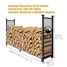 WXPWAMZ Oversized 96.9In Firewood Log Rack, Heavy Duty Wrought Iron Wood Stacker Holder For Outdoor Indoor Chimney/Hearth