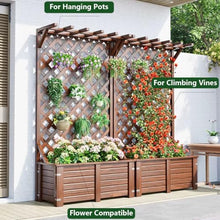 Vertical Diamond Lattice Flower Trellis with Planter Bed, Heavy Duty Hanging Basket Plant Stand, Extra Thick Solid Wood Slat Construction,Suitable for Gardens(35.4x14.6x78.7in,No Top)