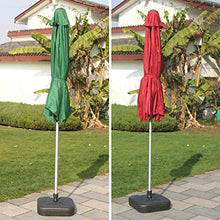 3WWWQMAA8 9ft Patio Parasol Outdoor Sun Umbrella Garden Market Table Umbrella with Crank Round Sunshade Suitable for Courtyard, Beach, Lawn, Deck, Backyard, Pool (Green) (Brown)
