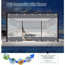 FENGZEQUAN Heavy Duty Outdoor Curtain PVC Plastic pergola Cover with Zipper, Gray Transparent Tarpaulin Side Panels, Anti-Aging Insulation Soft, Low Temperature Resistant(H3xL10m/H9.8xL32.8ft)