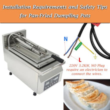 Banfluxion 3200W Commercial Electric Dumpling Fryer, 12.6" Automatic Potsticker Machine with Stainless Steel Pan & Intelligent Control for Restaurants, 220V (Hardwiring Required)