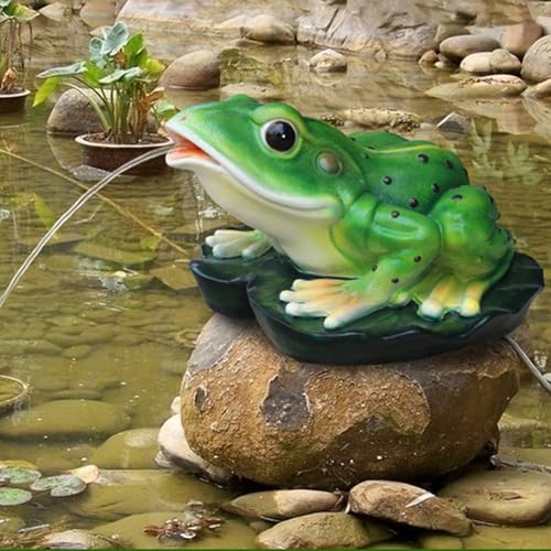 Garden Fountain Spitter, Frog Pond Spitter with Hose Barb, Garden Animal Sculpture Frog Pond Spitters for Water Gardens, Koi Ponds, Swimming Pool Decoration(72x70x40cm/28.3x27.5x15.7in)