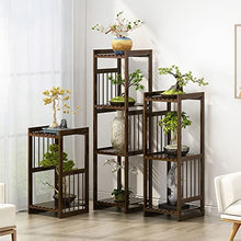 MENGKK Plant Stands Living Room Bedroom Floor Type Plant Rack Indoor Balcony Restaurant Flower Shelf Cloakroom Pot Stand(Brown M 31x31x98cm)