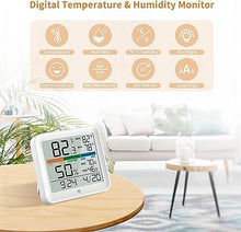 JDXQBLD Multifunction Weather Station, Temperature Humidity Sensor Clock Backlight Bedroom Baby Room Digital Temperature Monitor Home Life High-Precision Sensor