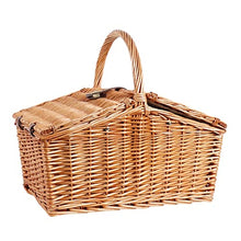 FENOKD Picnic Baskets Four-Person Large-Capacity Outdoor Rattan Picnic Basket with Cutlery and Cover Portable Picnic Supplies，