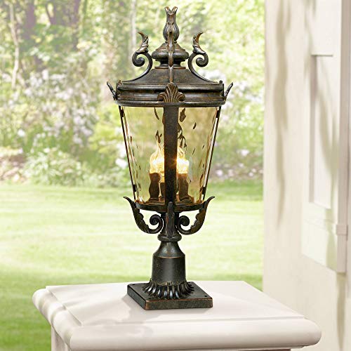 Casa Marseille 27" High Veranda Bronze Post Light with Pier Mount Adapter
