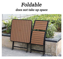 JIQHOHX Garden Table and Chairs 2 Seater Bistro Set Wooden&MetalFolding 70Cm Square Table and 2 Chairs