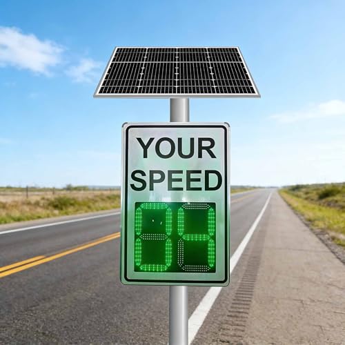 60x90cm(23.6x35.4in) Solar Powered Speed Limit Radar Sign, Speed Radar Feedback Sign, Digital Speed Detector for Streets & Neighborhoods