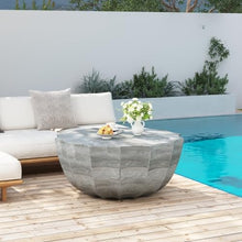35" Indoor Round Coffee Table, Waterproof Coffee Table Modern MgO Cement Design End Tables for Living Room, Outdoor Patio Coffee Tables for Garden, Backyard, Balcony, Marble White