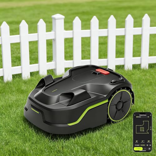 Cordless Robotic Lawnmower for perimeters 600-800 m² (Max. Area 600 m²), 30-Minute Installation, avoids All Obstacles, Edge Cutting, Multi-Zone