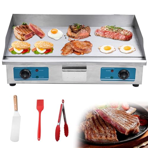 XQZMZSCP Electric Countertop Griddle Flat Top Grill Hot Plate BBQ Commercial Grill with Large Cooking Surface & Adjustable Temperature Control (820)