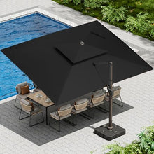 Ombrellon 10 X 13 FT Cantilever Patio Umbrella Outdoor with Lights & Base