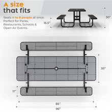 OUTTANS Commercial Metal Picnic Table (Black, 8' Rectangular)