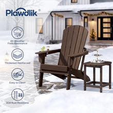 Plawdlik Folding Adirondack Chair Set of 4, Cup Holder，Wooden Textured ，Heavy All-Weather HDPE Comfortable Set Poolside Backyard Lawn Coffee