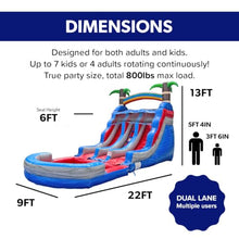 HeroKiddo 13ft Tropic Tide Inflatable Dual Lane Water Slide