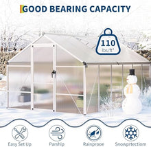 8 x 12 ft Greenhouse, Greenhouses for Outside, Polycarbonate Greenhouse with Aluminum Frame, Lockable Door and Ajustable Roof Vent for Backyard, Green Houses for Outside Garden Backyard, Patio