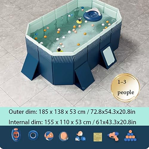 AErosx Large Non-Inflatable Swimming Pool for Kids, Adult Collapsible Pools Hard PVC Shell, Oversized Thickened, Portable Folding Kids Pools for Indoor and Outdoor(1.85x1.4x0.5m/6x4.6x1.6ft)
