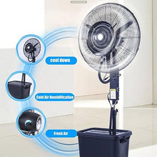 GFJYKDL Outdoor Misting Fan for Patio Cooling, 90° Oscillating Industrial Spray Fan, Adjustable 3 Speeds, 11 Gallon Standalone Tank, 26" Black Floor Fan,One Color-650mm/26in