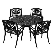 Oakland Living Modern Ornate Outdoor Mesh Aluminum 42-in Black Round Patio Dining Set with Four Chairs