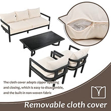 Miscoos Outdoor Patio Furniture Sofa Set 4-Piece Style 1 White