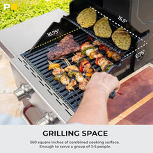 Permasteel 2-Burner Propane Gas Grill, BBQ Grill with Foldable Side Tables & Tool Hooks, Perfect for Outdoor Cooking, Patio & Garden, Red