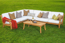 TeakStation Giva Grade-A Teak Wood 5pc Sectional Sofa Set :2 Sofas (Left & Right), 1 Lounge Armless Chair, 1 Corner Piece & Coffee Table:Furniture Only #TSSSSGV