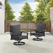 Oakland Living Pair of Black Aluminum Patio Deep Seating Swivel Rocker Club Chairs with Black Cushions