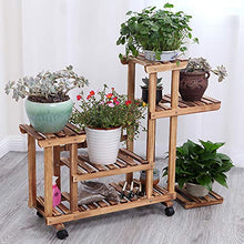 MIIKHI Wooden Flower Stands Plant Display Stand Wood Pot Shelf Storage Rack Outdoor Indoor 6 Pots Holder Multifunctional