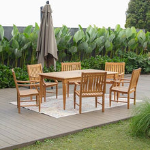 Cambridge Casual Texas 7-Piece Patio Dining Set – Solid Teak Wood Outdoor Furniture with 72-Inch Rectangular Table & 6 Chairs – Umbrella Hole – Weather-Resistant for Backyard or Garden