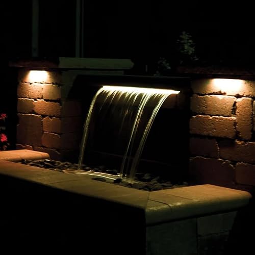Atlantic Water Gardens CFKIT24SW Complete Sol White Colorfalls Lighted Falls Kit - 24" Spillway, Basin, Pump, Hose & Fittings