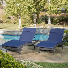 Noble House Salem Outdoor Adjustable Wicker Chaise Lounge Set of 2 Grey