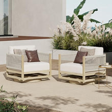 Christopher Knight Home Carlis Outdoor Acacia Wood Swivel Club Chair Set of 2 with Removable Cushion, 360° Rotating Patio Armchair for Garden, 360° Swivel Accent Chair, Light Teak+Cream