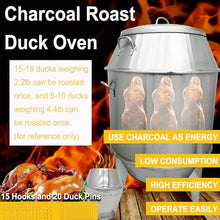 HayWHNKN Charcoal Roast Duck Oven Commercial BBQ Roaster Double-Layer Stainless Steel Grill with Temperature Display, Hooks, Tail Pins for Peking Duck & Turkey Roasting in Restaurants/Home/Outdoor