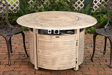 Fire Sense 62739 Thatcher Woodgrain Aluminum Convertible Gas Fire Pit Table 55,000 BTU Outdoor Portable with Fire Bowl Lid, Nylon Weather Cover & Clear Fire Glass - Driftwood Finish - Round - 42"